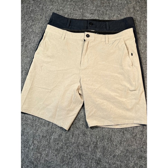 Lot of 2 Vuori Men34 Navy Blue Beige Casual Hybrid Shorts Flat Front Lightweigh - Picture 1 of 12